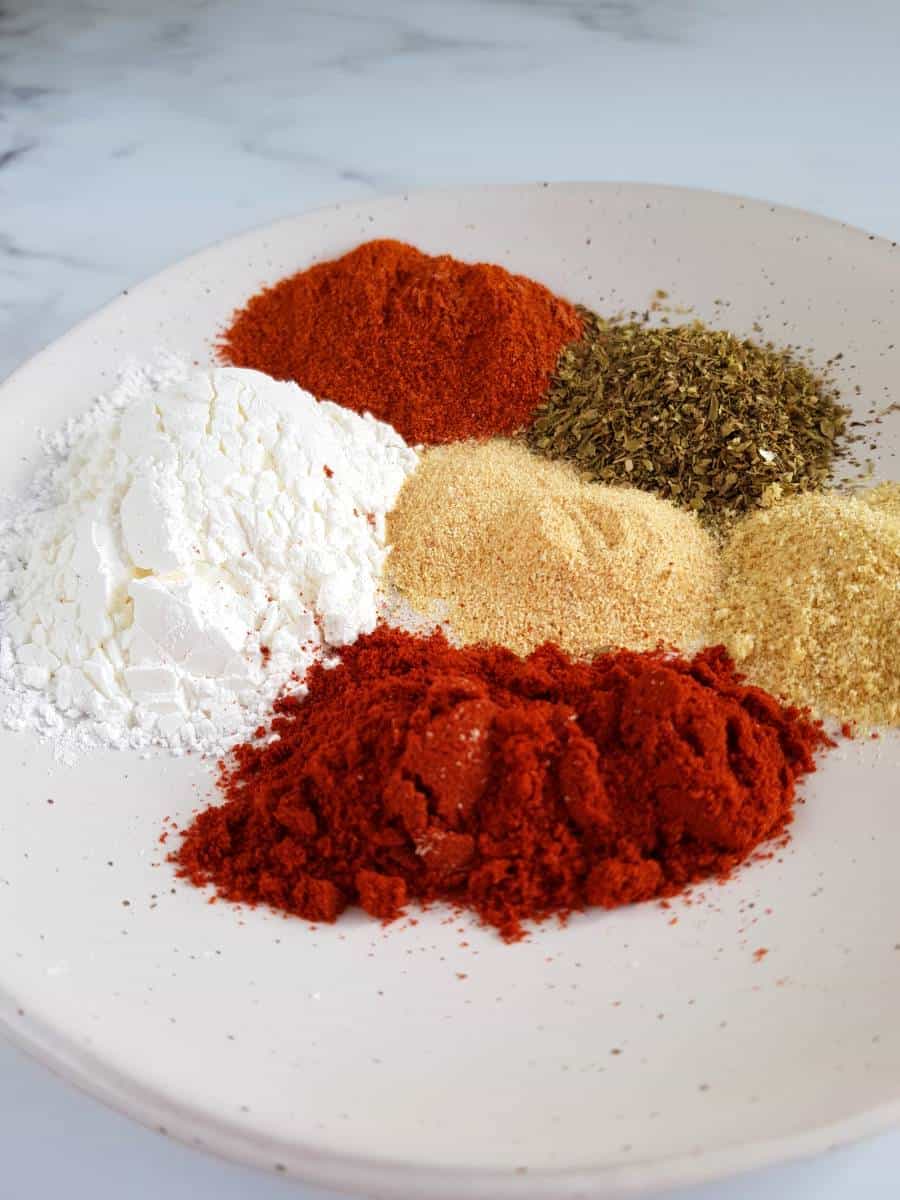 Fajita spices on plate.