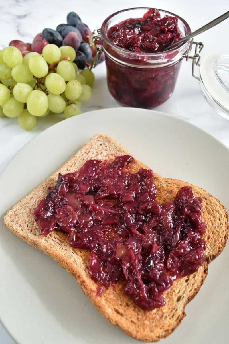 Grape jam on toast.