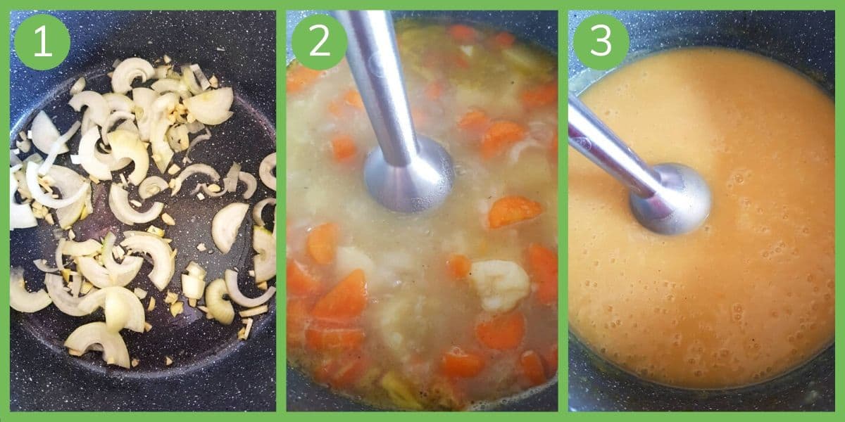 How to make potato and carrot soup.