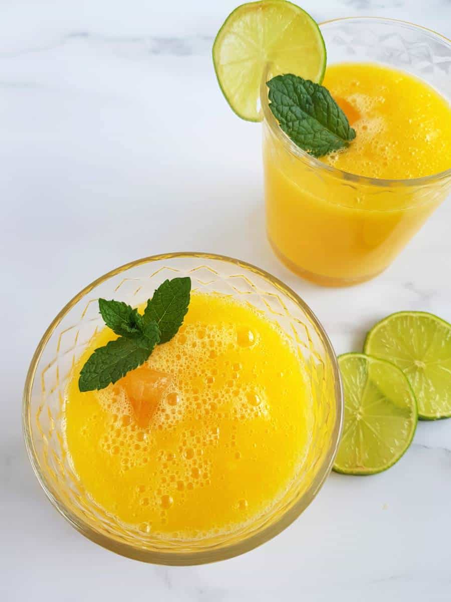 Mango fresca with mint and limes.