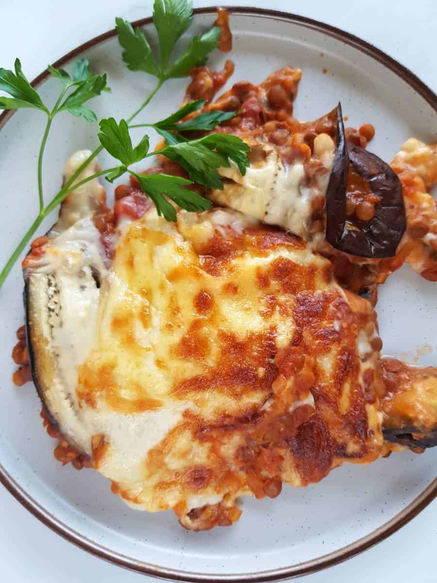 Moussaka with lentils.