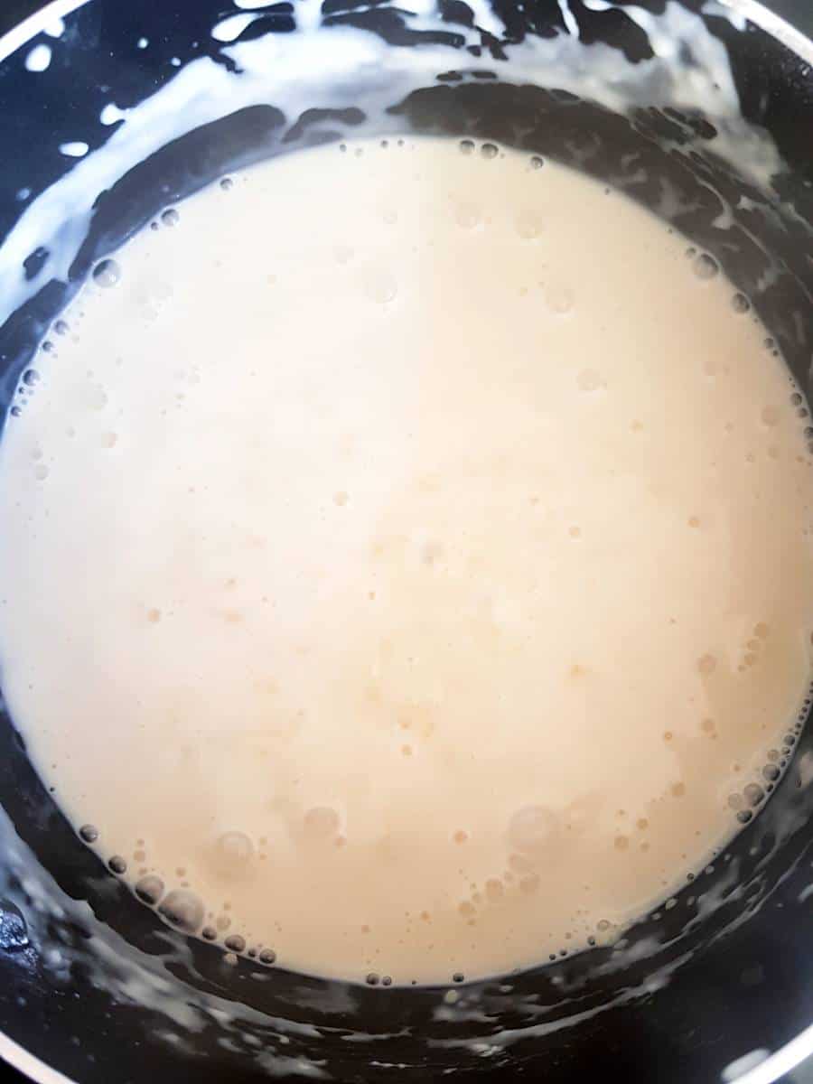 bechamel sauce in a pot.