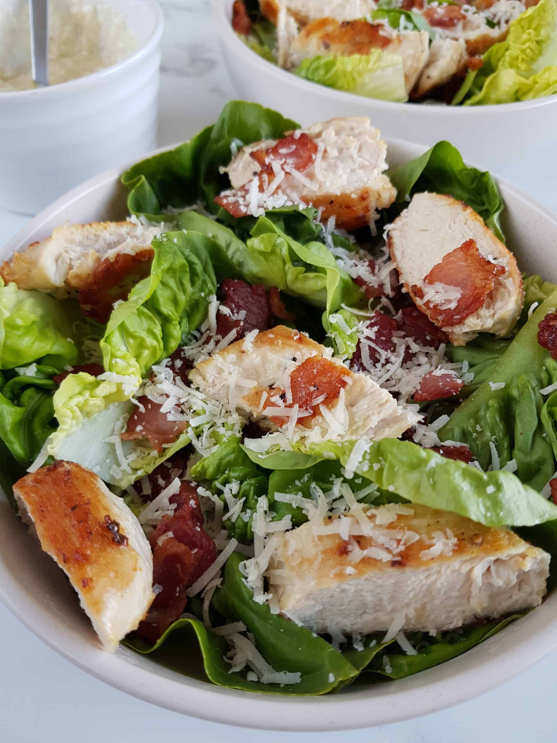 caesar salad with bacon.