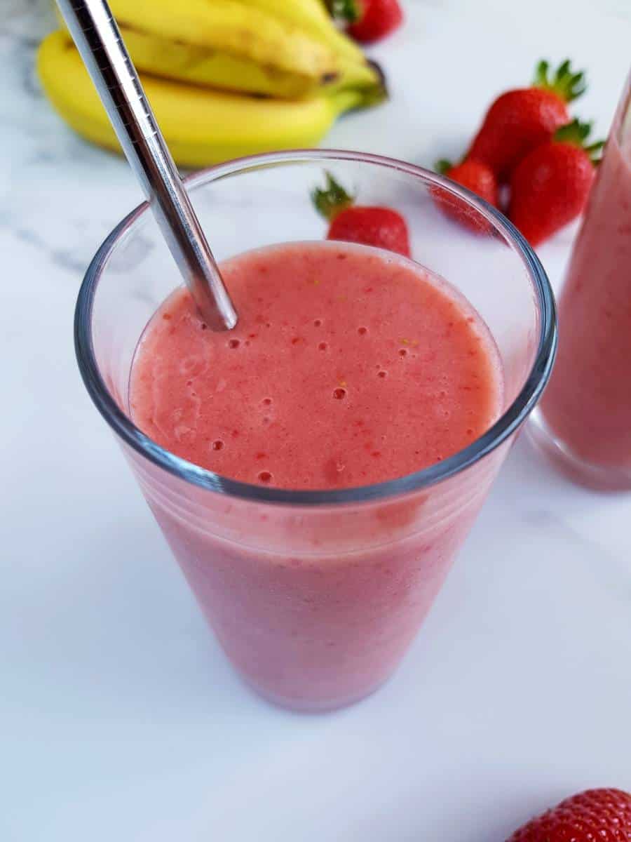 Banana strawberry smoothie.