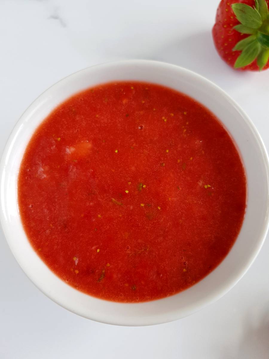 Basil strawberry sauce.