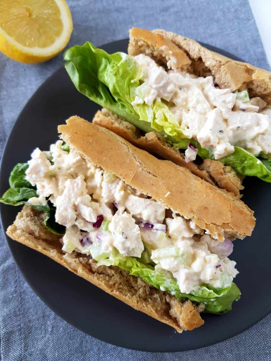 Chicken salad in baguettes.