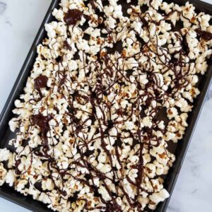 Chocolate coated popcorn.