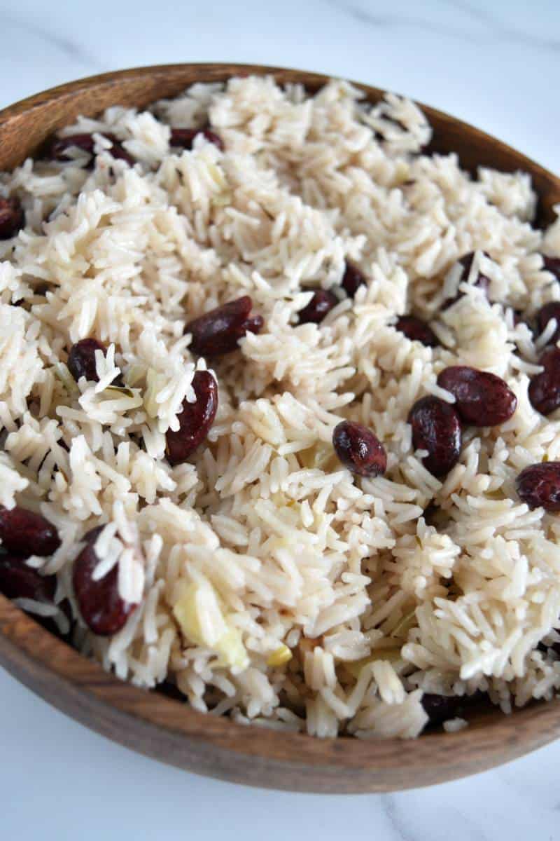 Coconut rice with red beans.