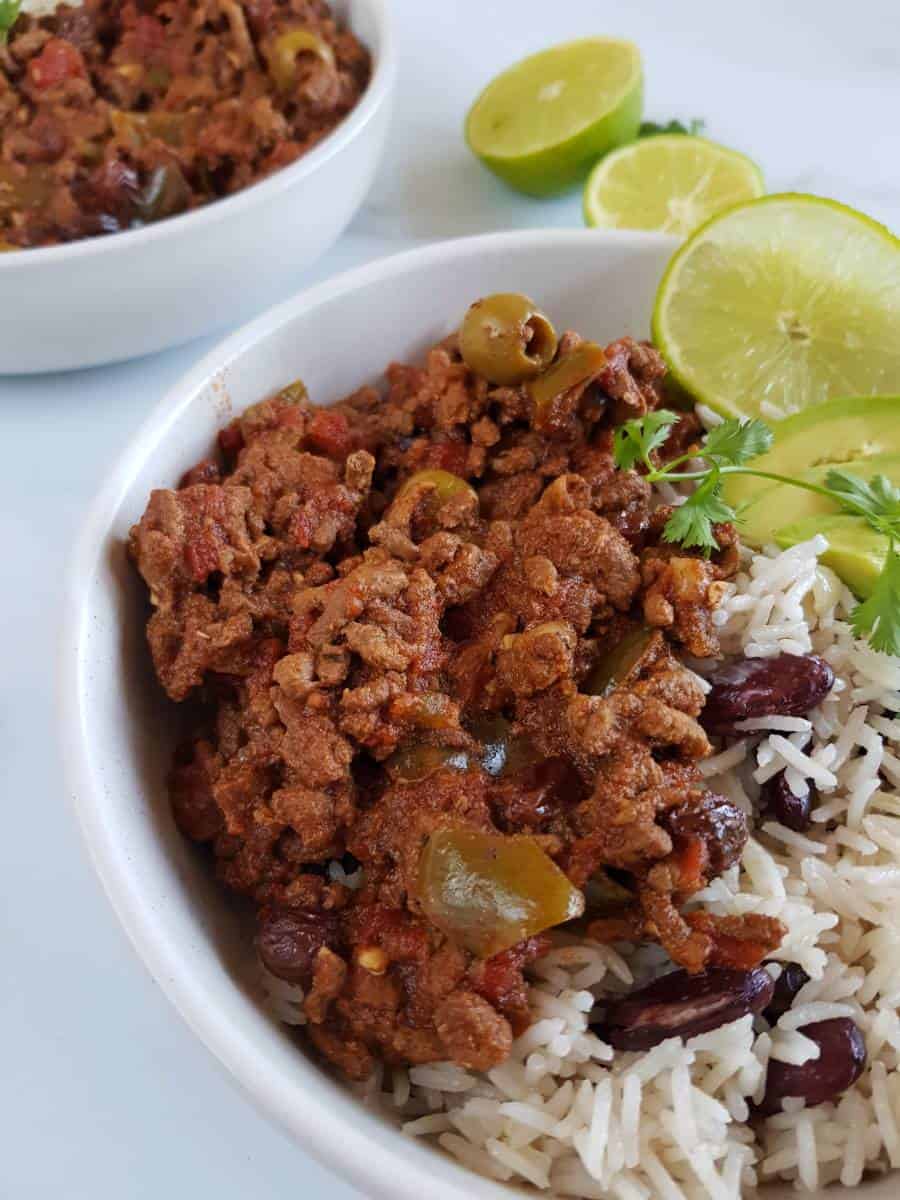 Crockpot picadillo with rice.