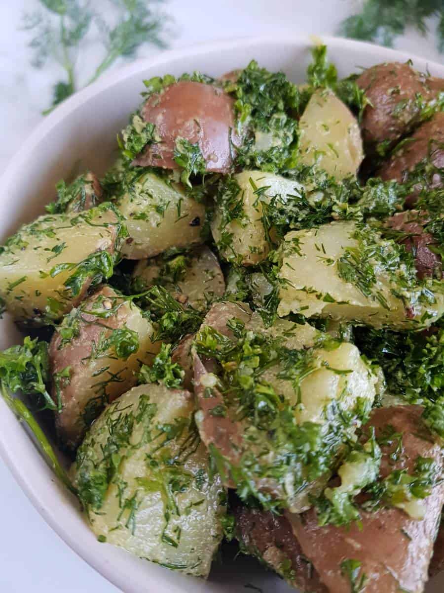 French potato salad with olive oil.