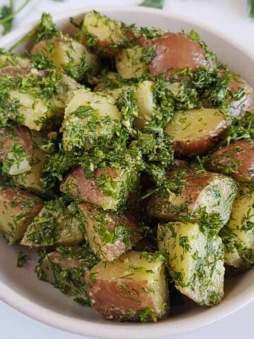 French potato salad with parsley and dill.
