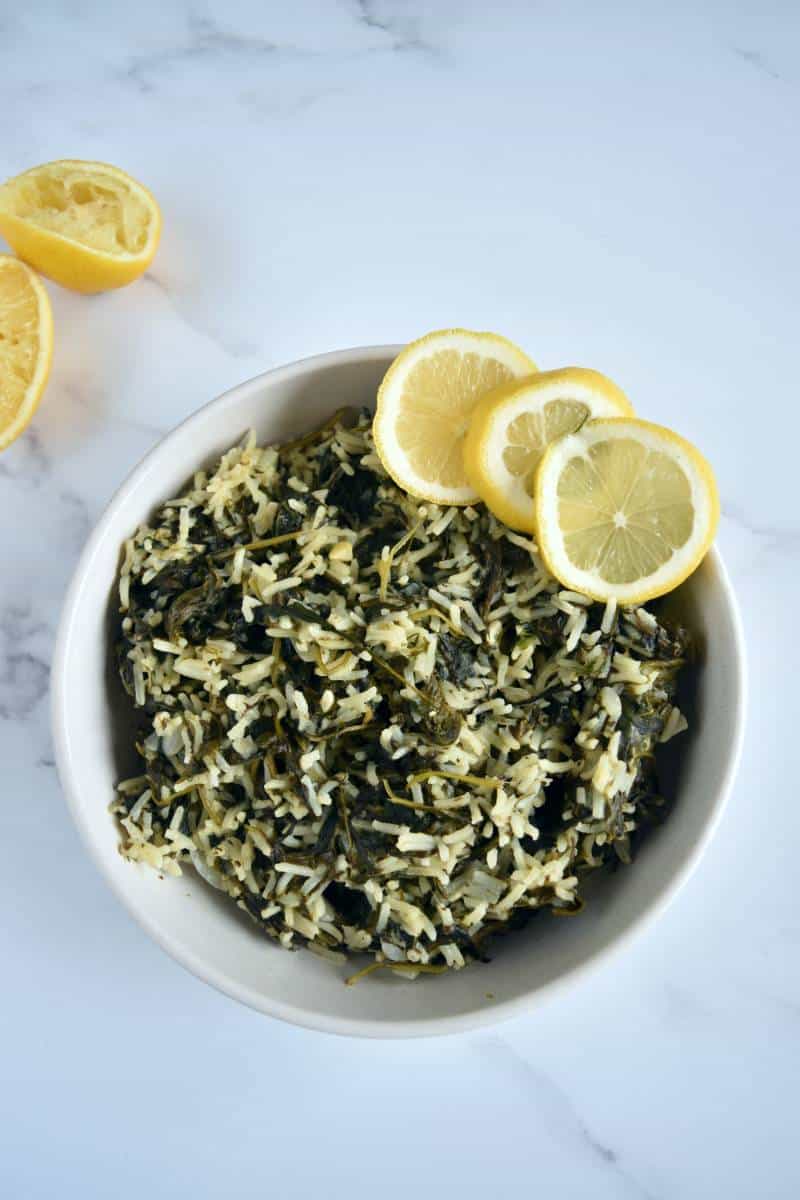 Greek spinach rice.