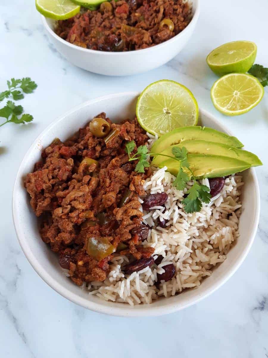 Ground beef picadillo.