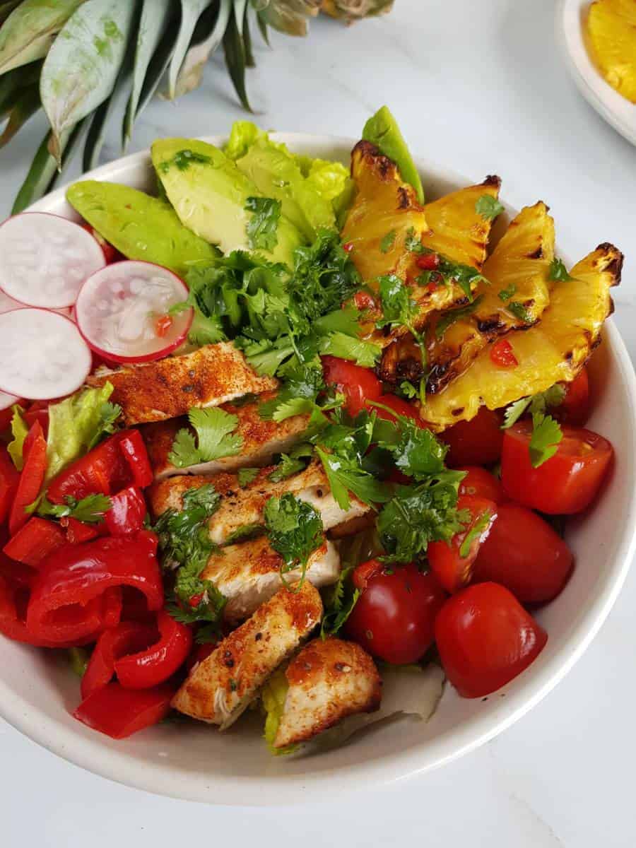 Hawaii chicken salad with cilantro dressing.