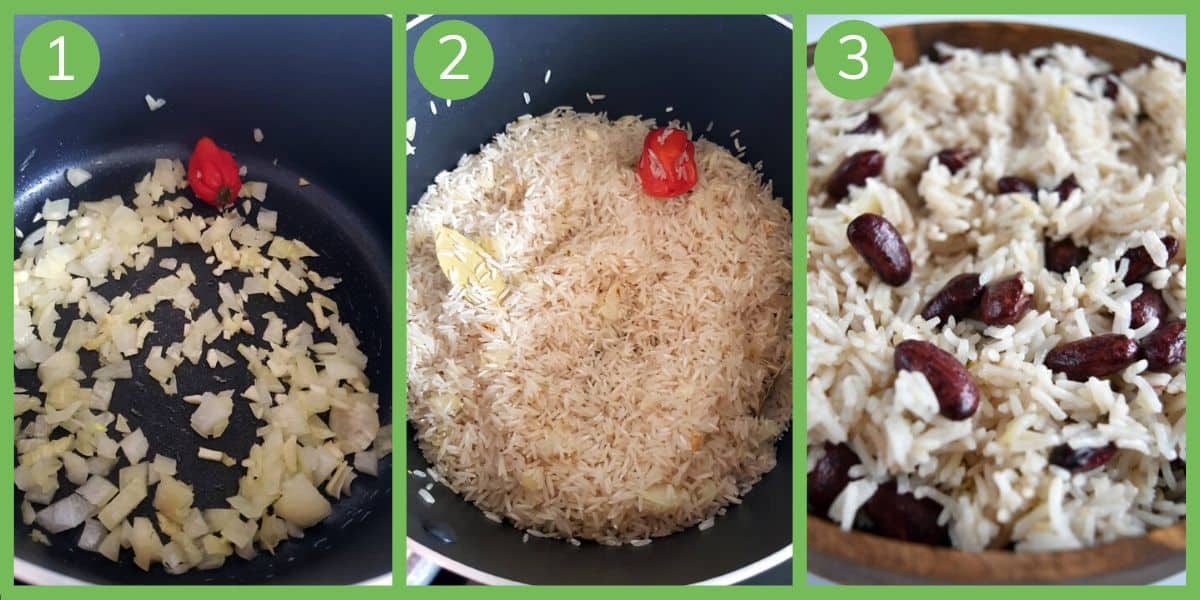 How to make red beans and coconut rice.