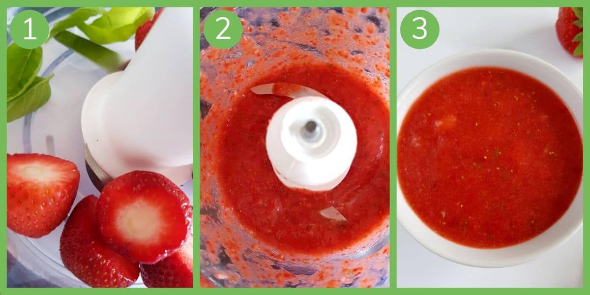 How to make strawberry basil sauce.