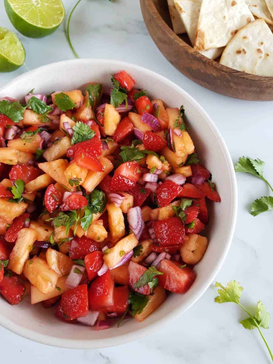 Pineapple and strawberry salsa.