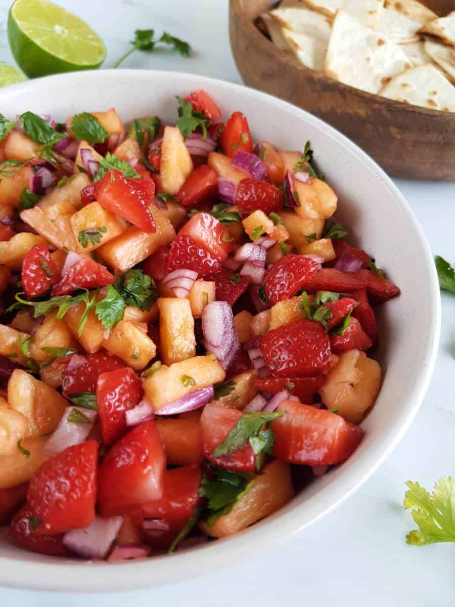 Pineapple strawberry salsa.