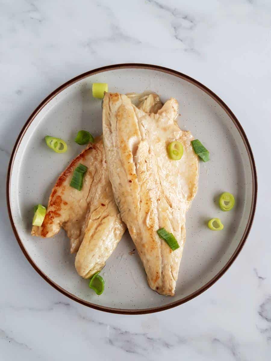 Sea bass fillets with miso glaze.