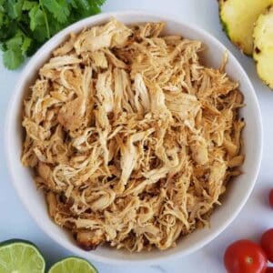 Shredded slow cooker Cajun chicken.