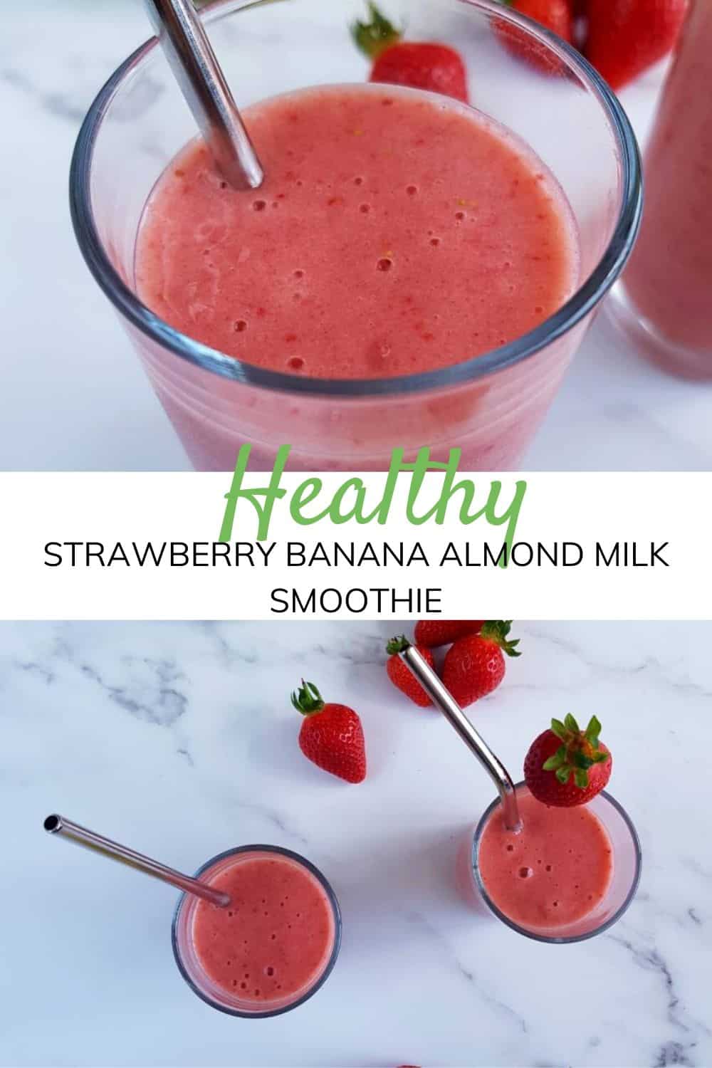 Strawberry Banana Almond Milk Smoothie Hint of Healthy