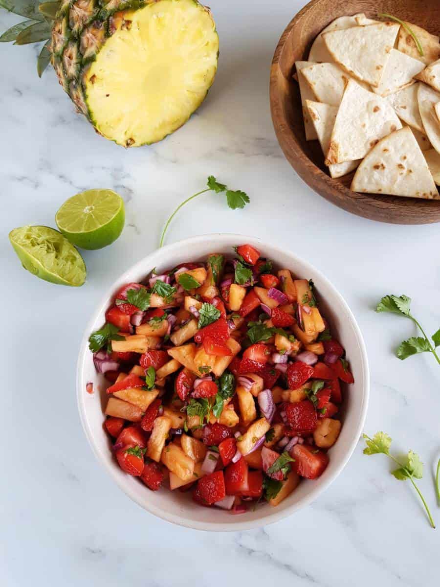 Strawberry and pineapple salsa.