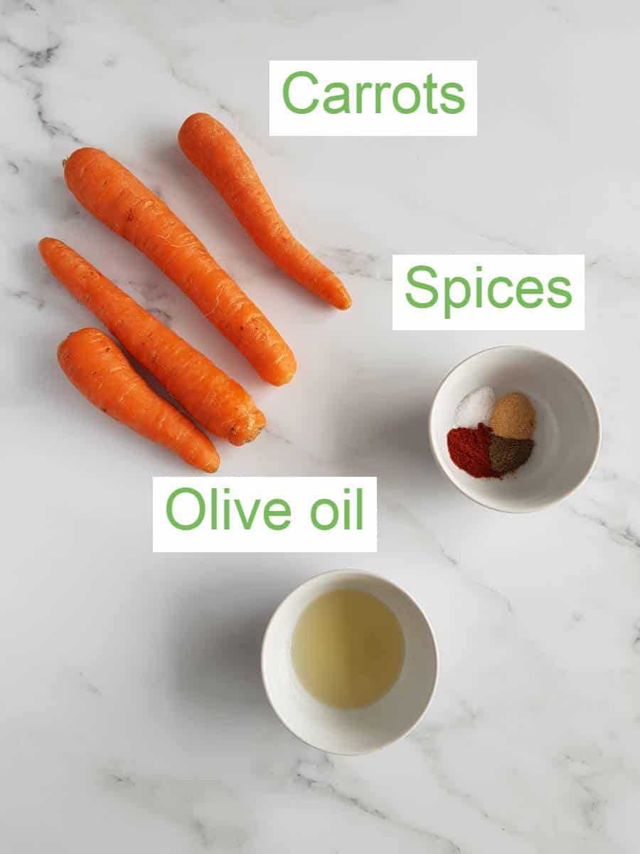 Air fryer carrot ingredients.