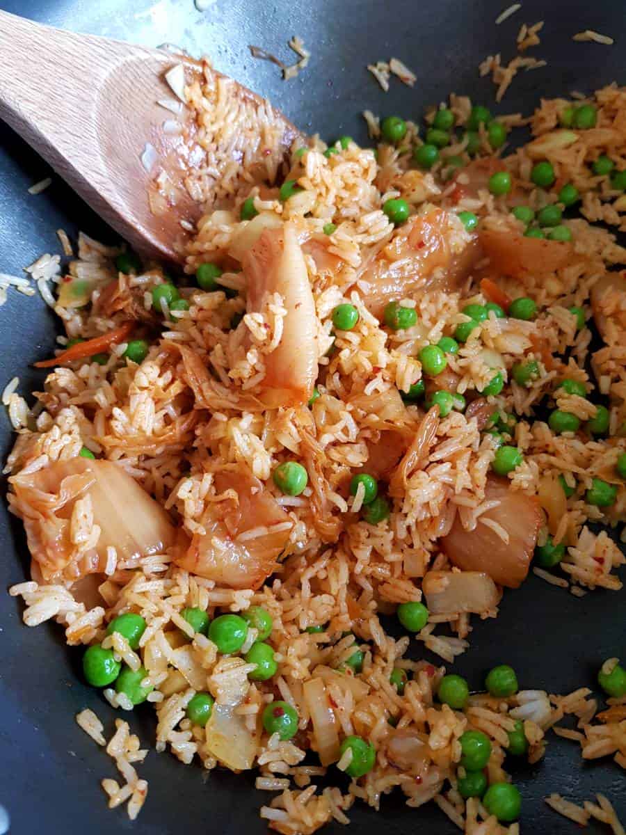 Fried rice in wok.