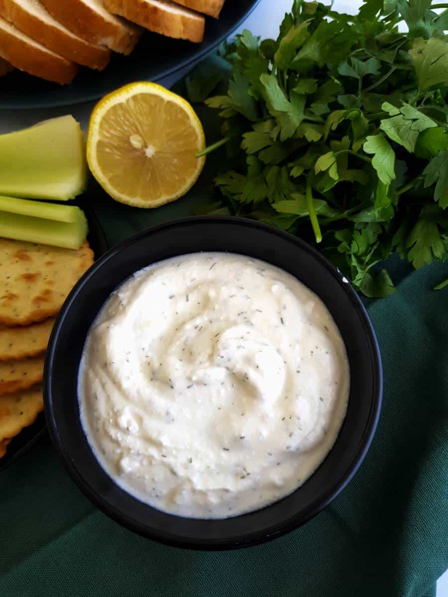 Healthy cottage cheese dip in a bowl.