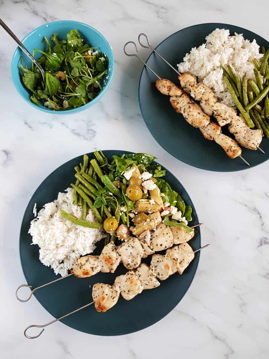 Herb chicken skewers.