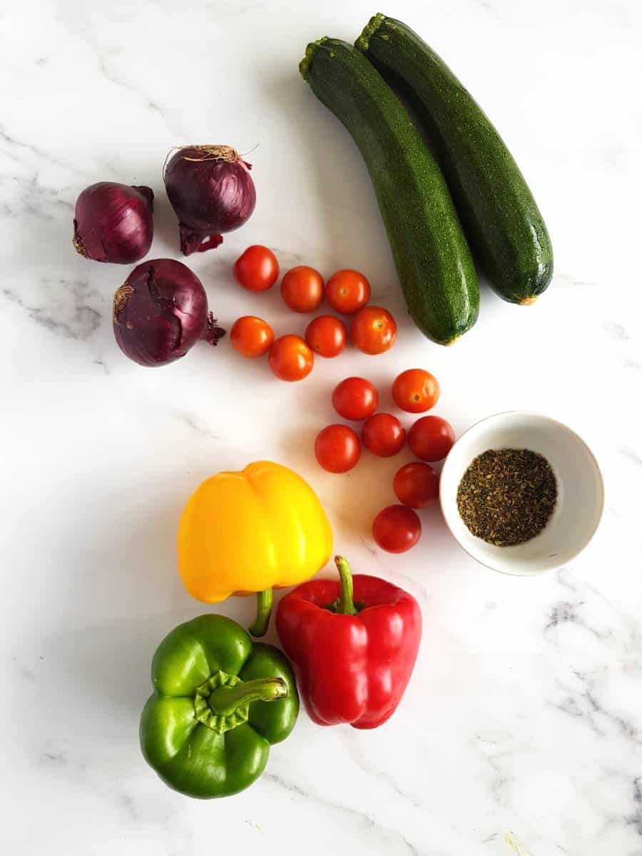 Mediterranean vegetables on a table.