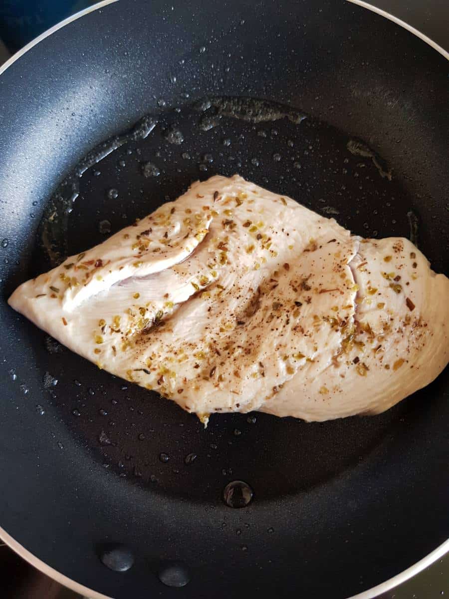 Pan seared chicken breast.