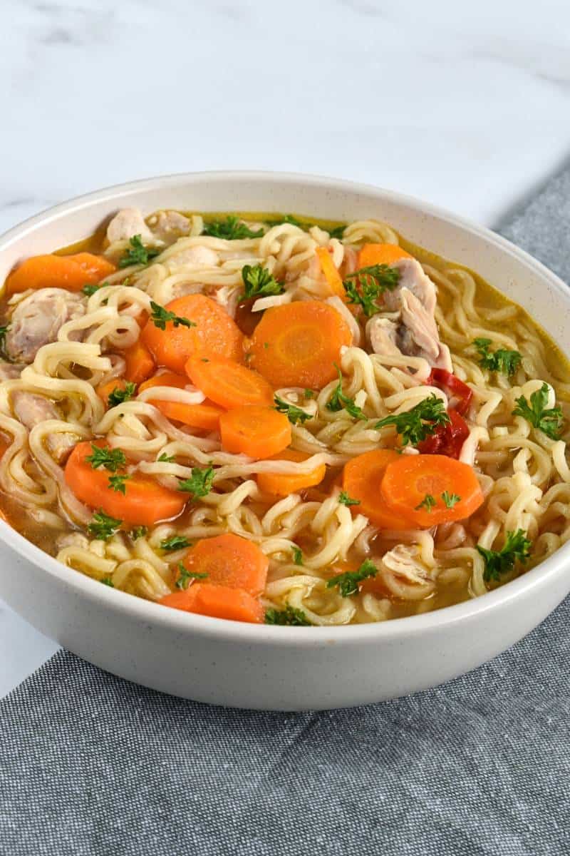 Spicy chicken noodle soup.