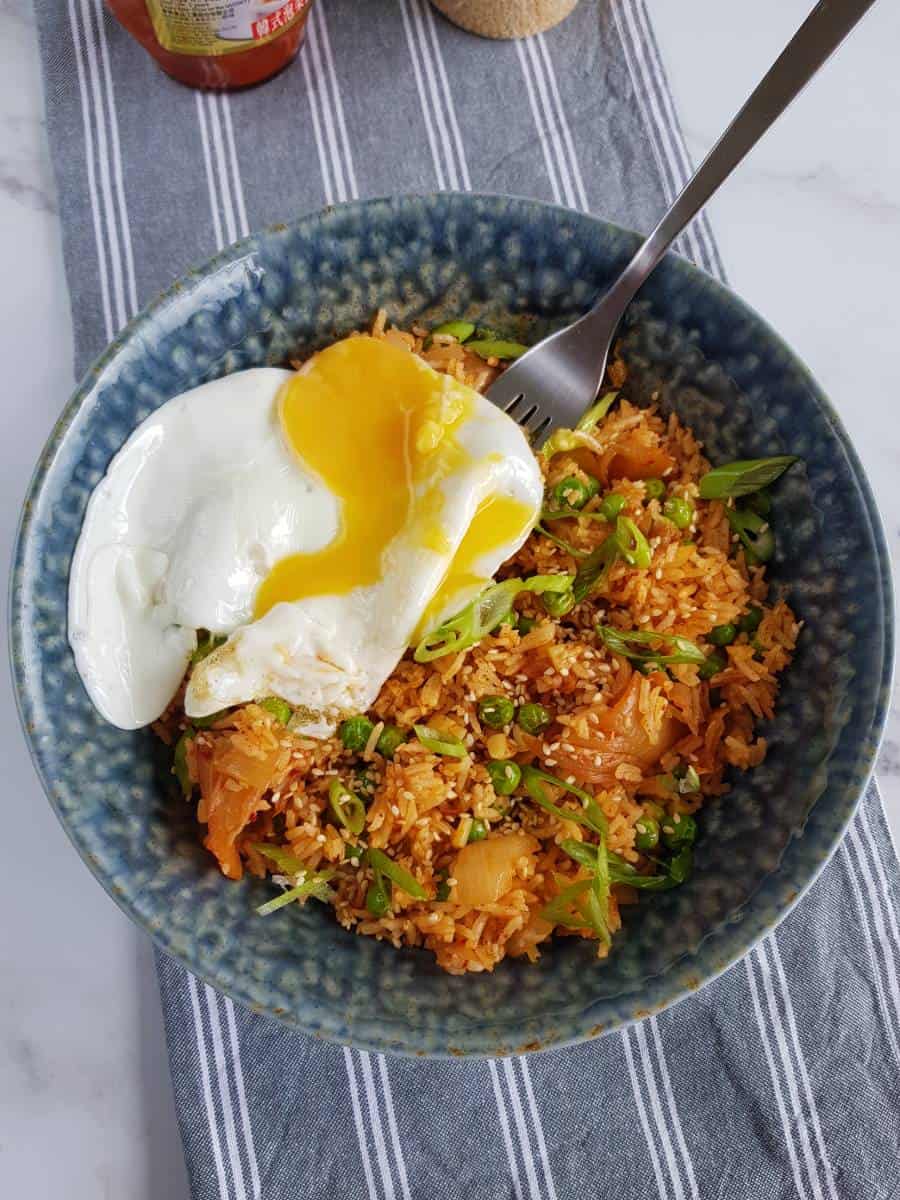 Vegetarian kimchi fried rice.