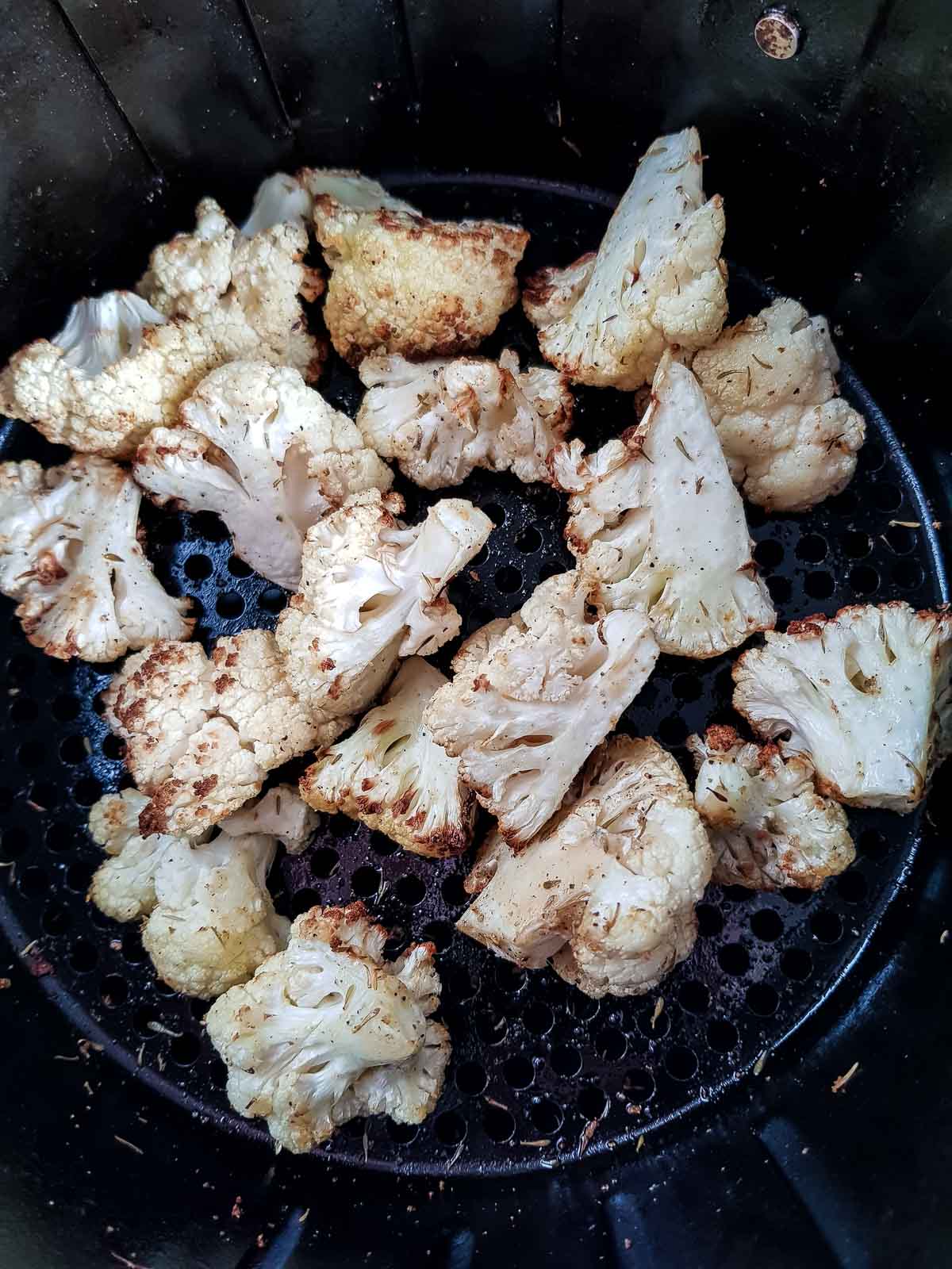 Cauliflower in an air fryer.