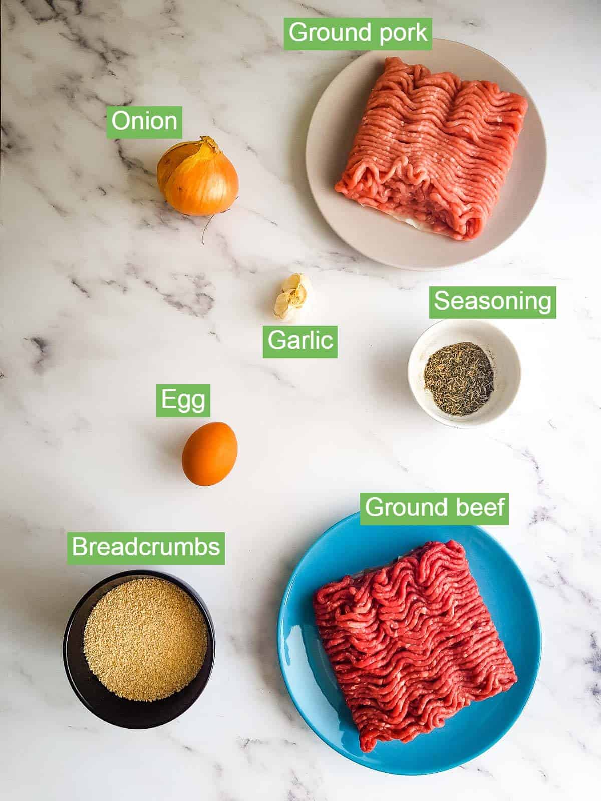 Air Fryer Meatball Ingredients.