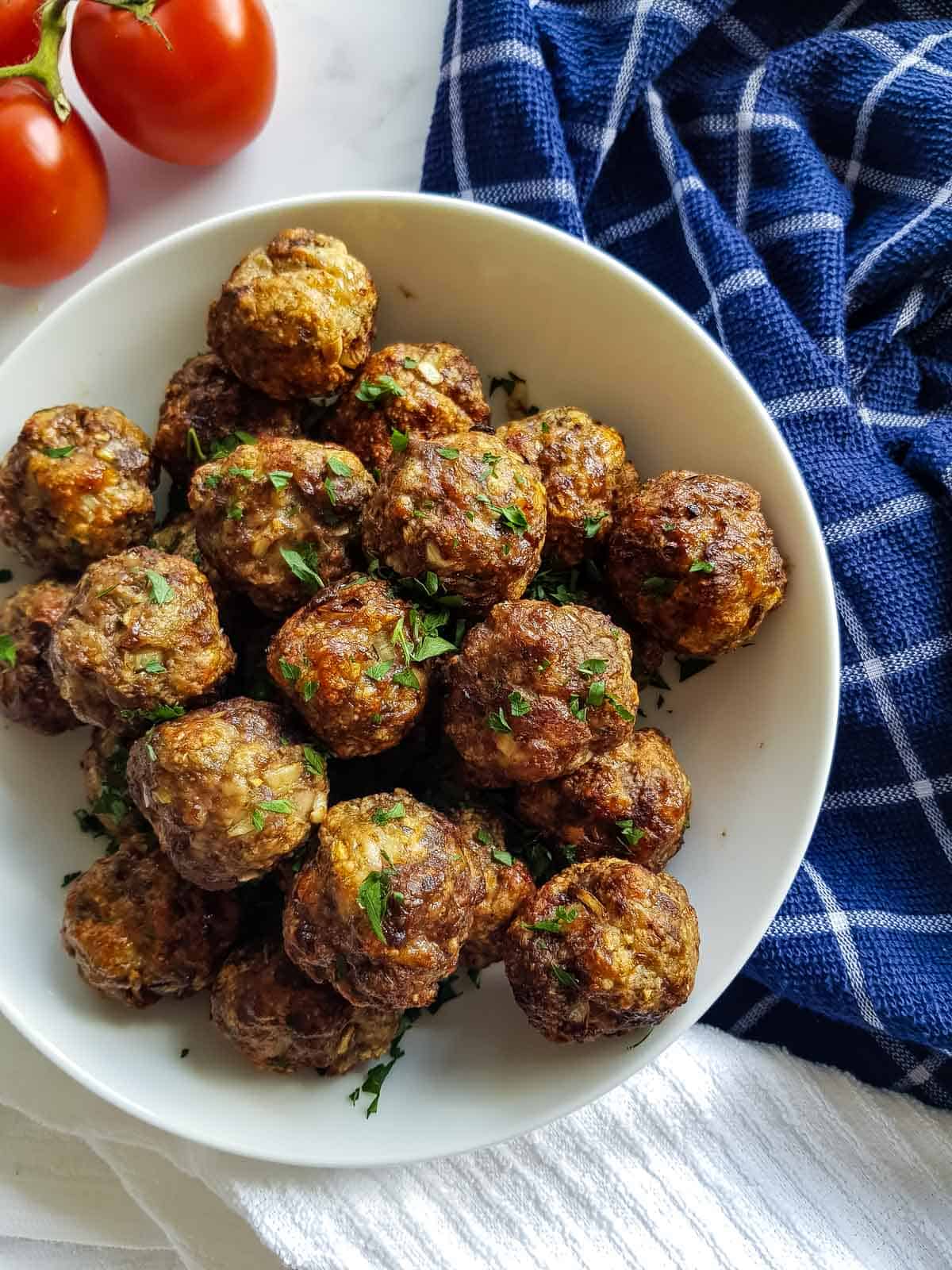 Air fried beef and pork meatballs.