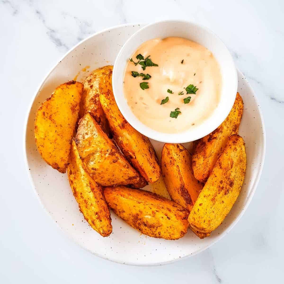 Air Fryer Potato Wedges in 15 Minutes! Hint of Healthy