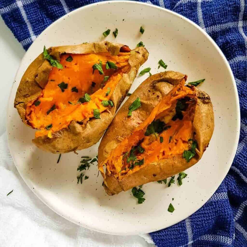 Air Fryer Sweet Potatoes - Hint of Healthy