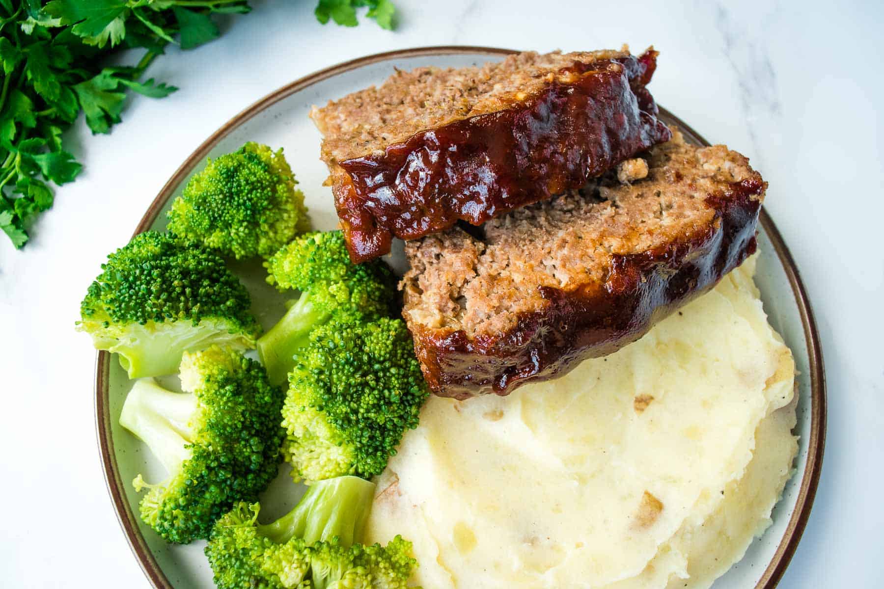 Juicy sliced meatloaf.