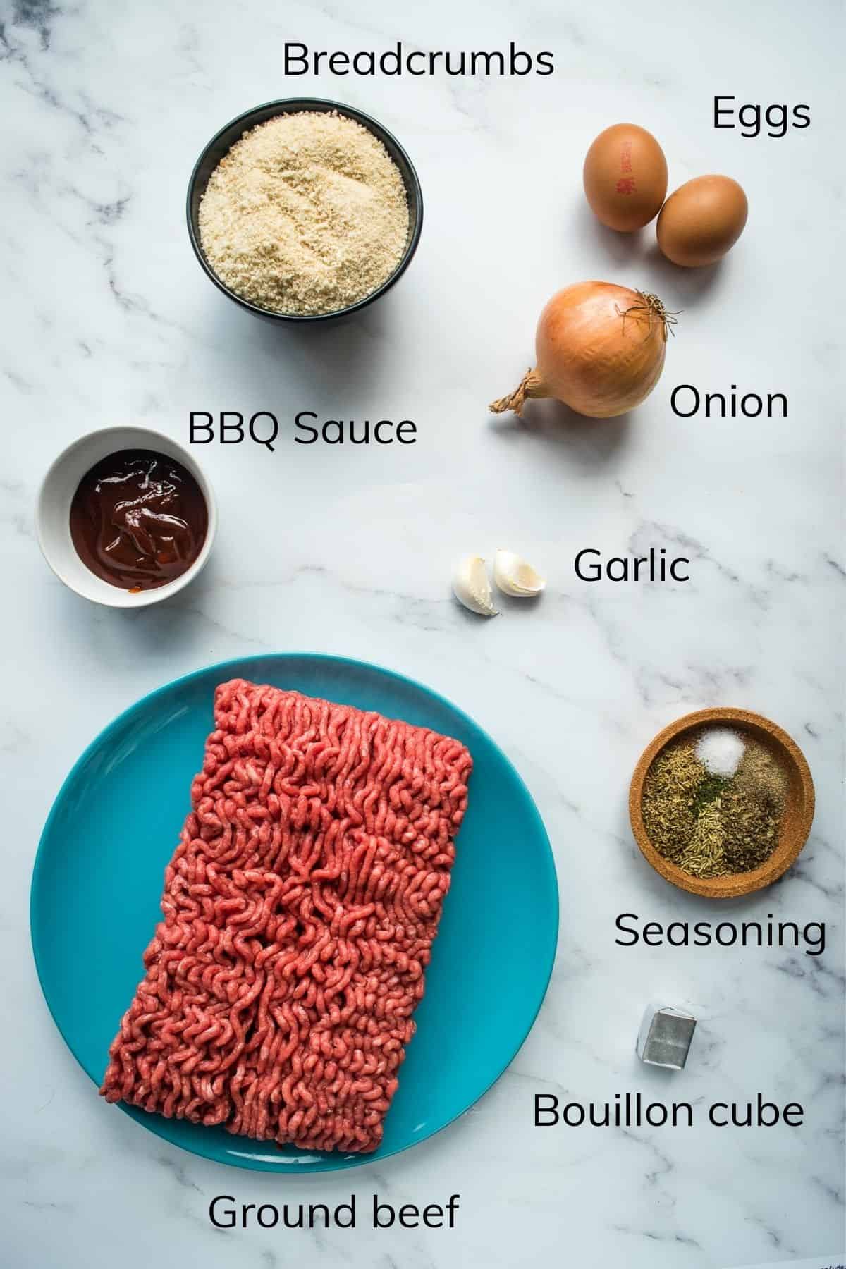 BBQ Meatloaf Ingredients.