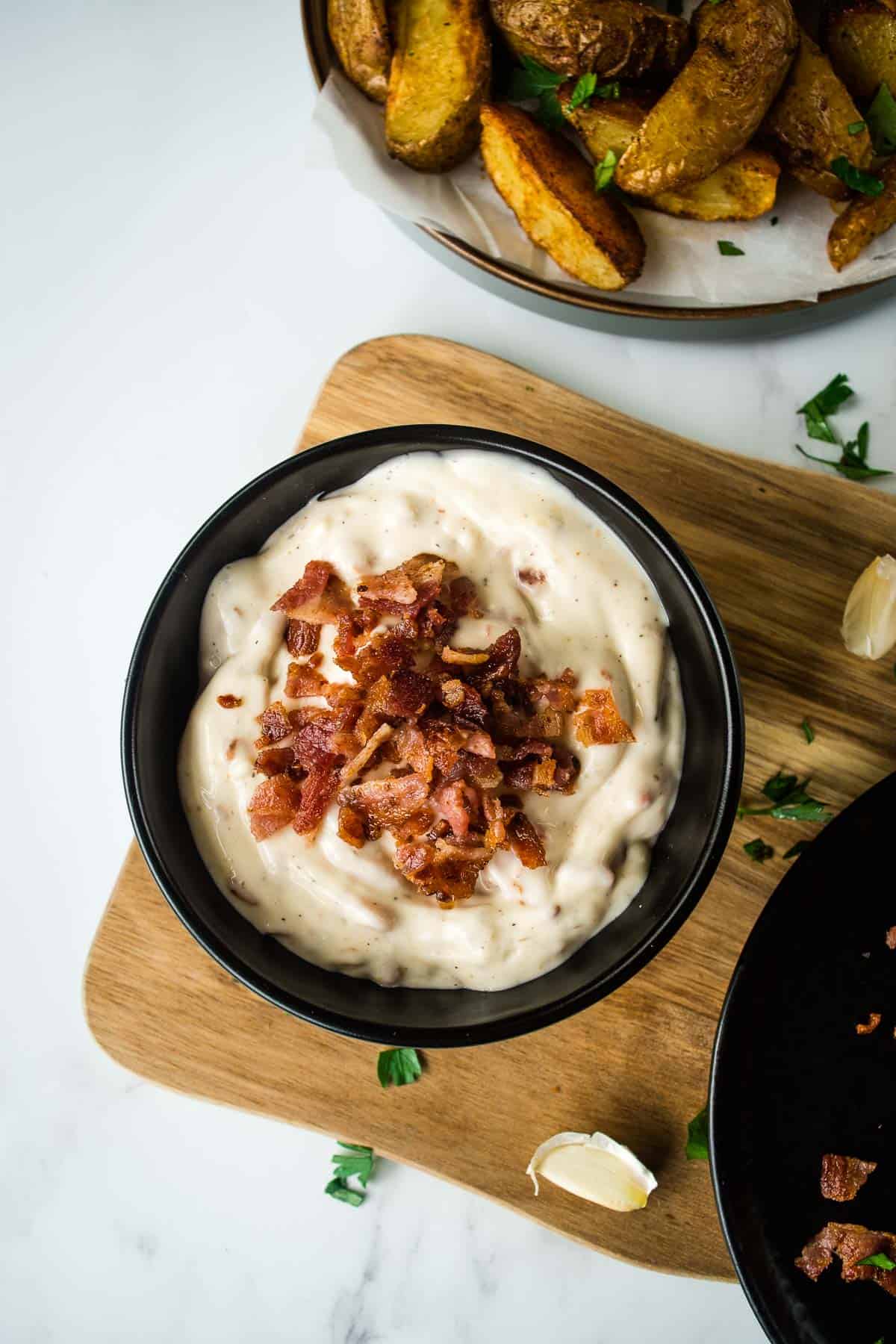 Aioli with crispy bacon.