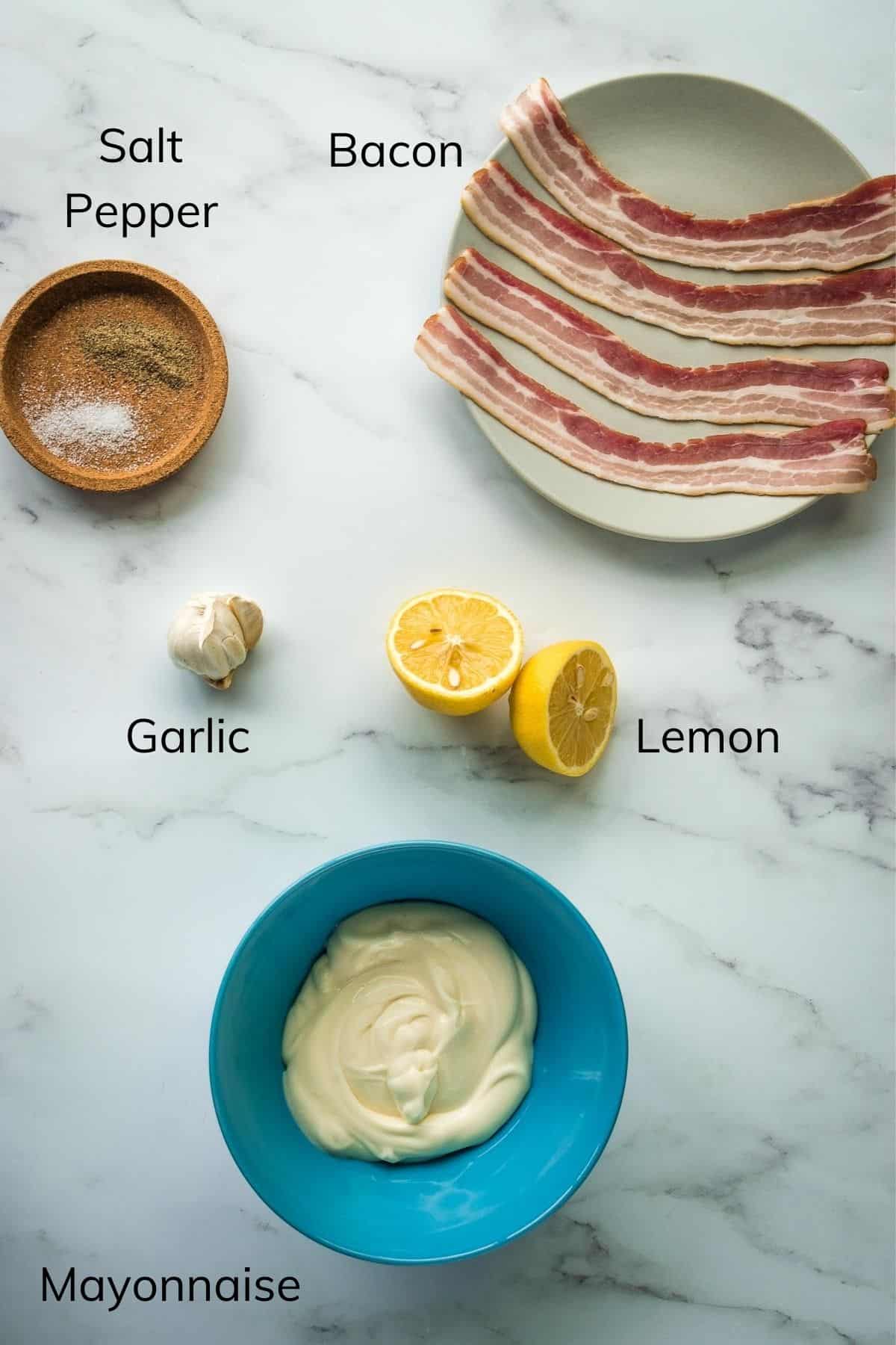 Bacon Aioli Ingredients.