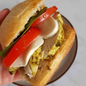 Caprese chicken sandwich.