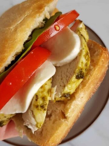 Caprese chicken sandwich.