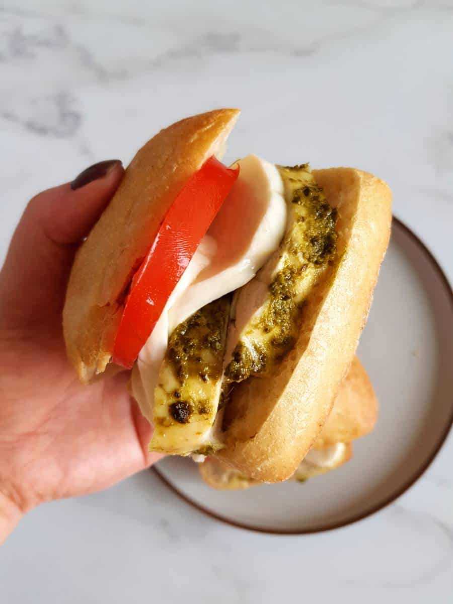 Caprese chicken sandwich.