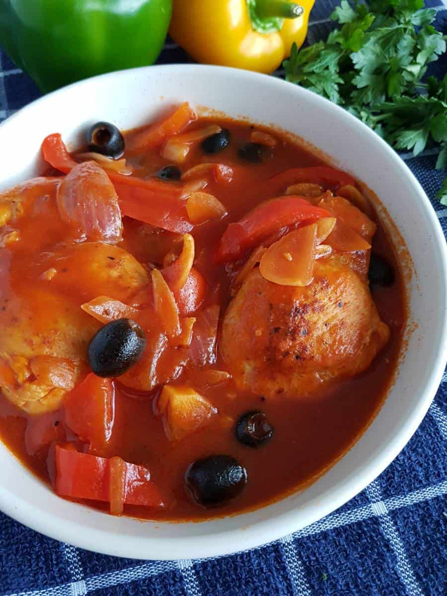 Chicken and olive stew.