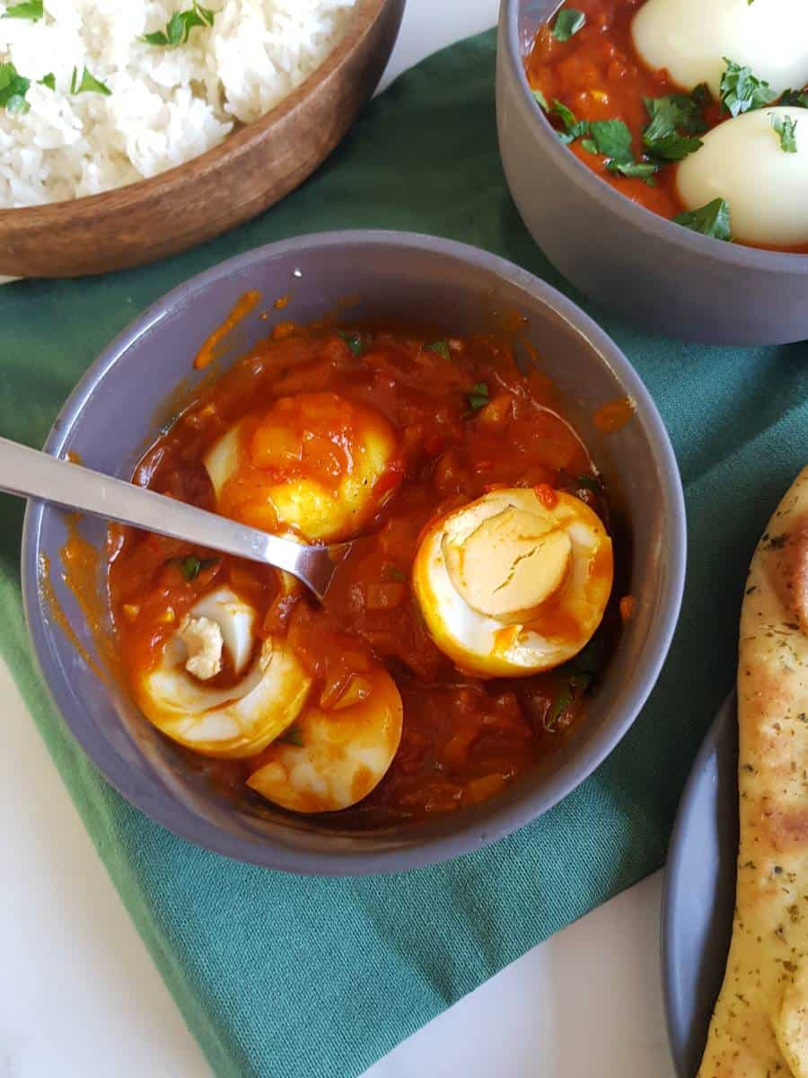 Curry with hard boiled eggs.