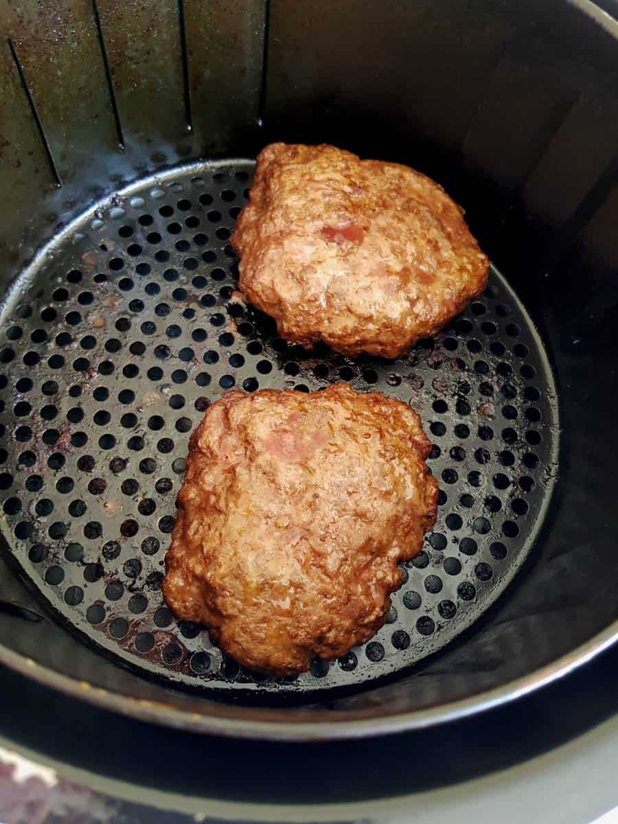 Hamburgers in air fryer.