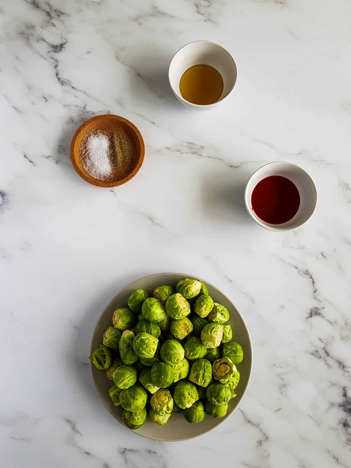 Honey sriracha brussels sprouts ingredients.